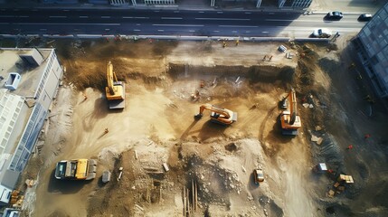 A photo of construction site aerial view.