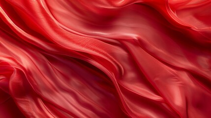 Fototapeta premium Luxurious Red Silk Fabric Texture, Ideal for Design, Print, Card, Poster, or Fashion Projects