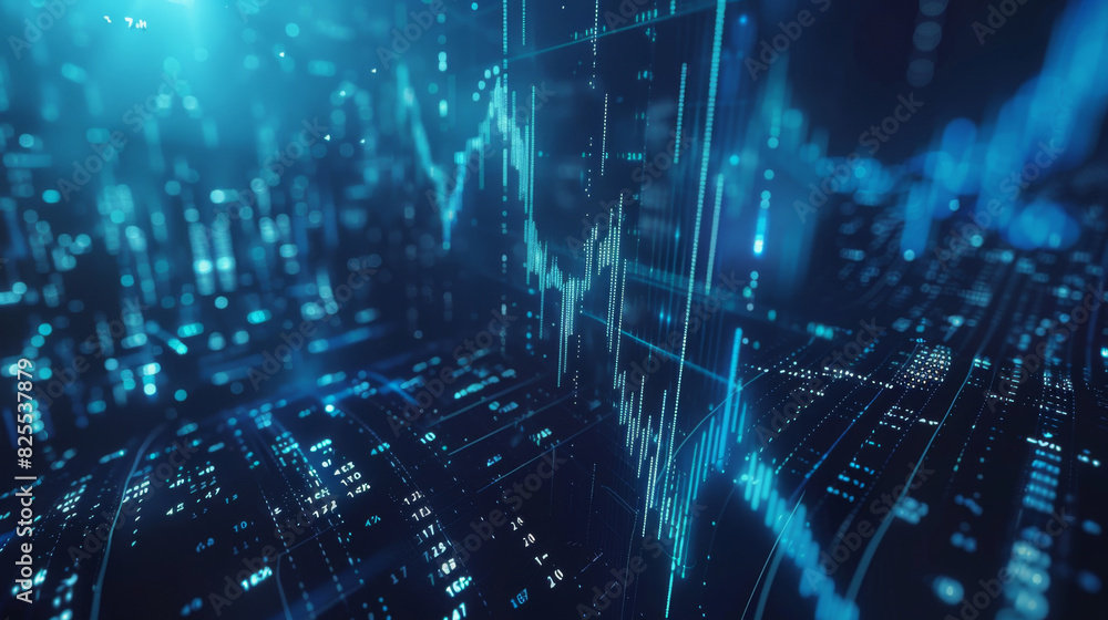 Poster digital abstract background depicting economic inflation with ascending graph lines