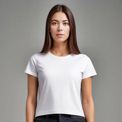 Fototapeta premium Hermoso modelo con ropa lisa para mockup, indumentaria, moda