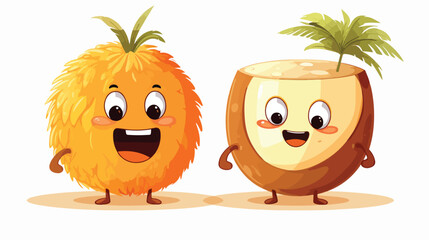 Cute and funny coconut and sun characters talking d