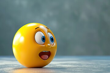 3d Funny emoji smiling in yellow background, Cute smiling 3d rendered emoji icon