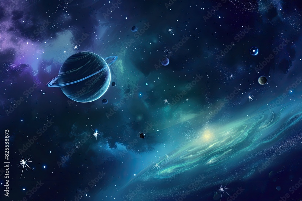 Aufkleber galaxy and nebula background with a cosmic outer space and starts