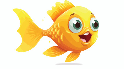 Cute funny golden yellow fish character with human