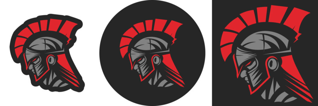 Legionary football, baseball, soccer, sports team leader vector mascot or logo. Strong adult male in profile view. Three lockups (outline, circle and square) and Spot colors for easy editing.