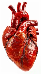 Realistic 3D Scanned Heart Illuminated by Natural Light with Clipping Path, Isolated on White Background