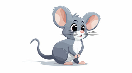 Cute little grey cartoon mouse with long tail   fla