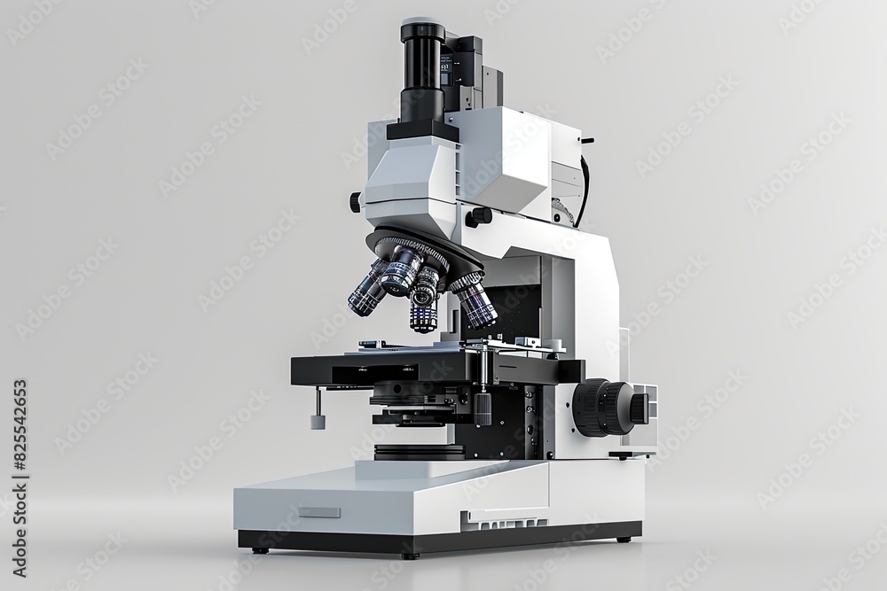 Poster render a 3d model of a cutting-edge confocal microscope
