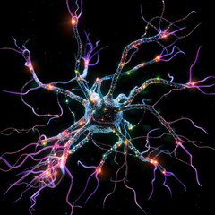 Medically accurate illustration of a nerve cell. Neuron cells system disease.