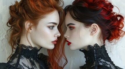 Naklejka premium two gothic style women