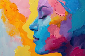 The use of bright, uplifting colors to conceptualize the acceptance, and understanding of mental health conditions