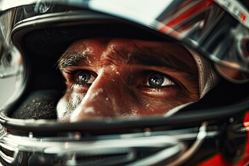Capturing modern race with racer helmet and face