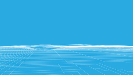 Abstract digital polygonal wireframe landscape. Blue mesh illustration on dark background. Digital polygonal wireframe landscape.