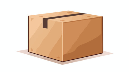 Empty Closed Realistic Brown Cardboard Box Icon On
