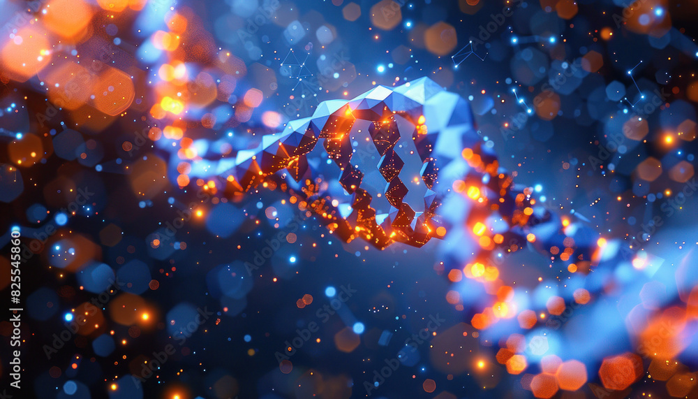 Aufkleber a computer generated image of a dna strand with glowing lights emitting from it