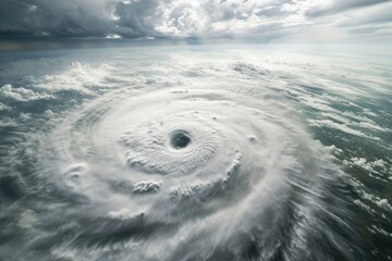 A powerful hurricane making landfall, showcasing the destructive force of nature