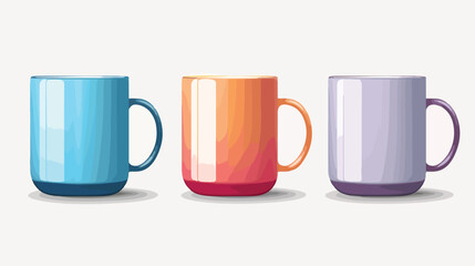 Enamel mugs in different colors realistic 3d vector