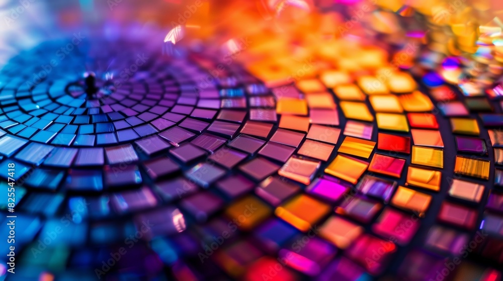 Poster a colorful mosaic record player featuring tiny tiles in a stunning gradient shines under the gallery
