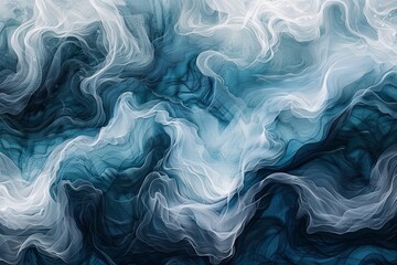 Obraz premium Contemporary Ocean Waves: Fluid Forms in Abstract Ink Art