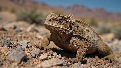 Obraz premium the horned desert lizard is relaxing