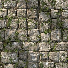 Old stone pattern at the street. Horizontal seamless pattern. Stone fence texture for the background.