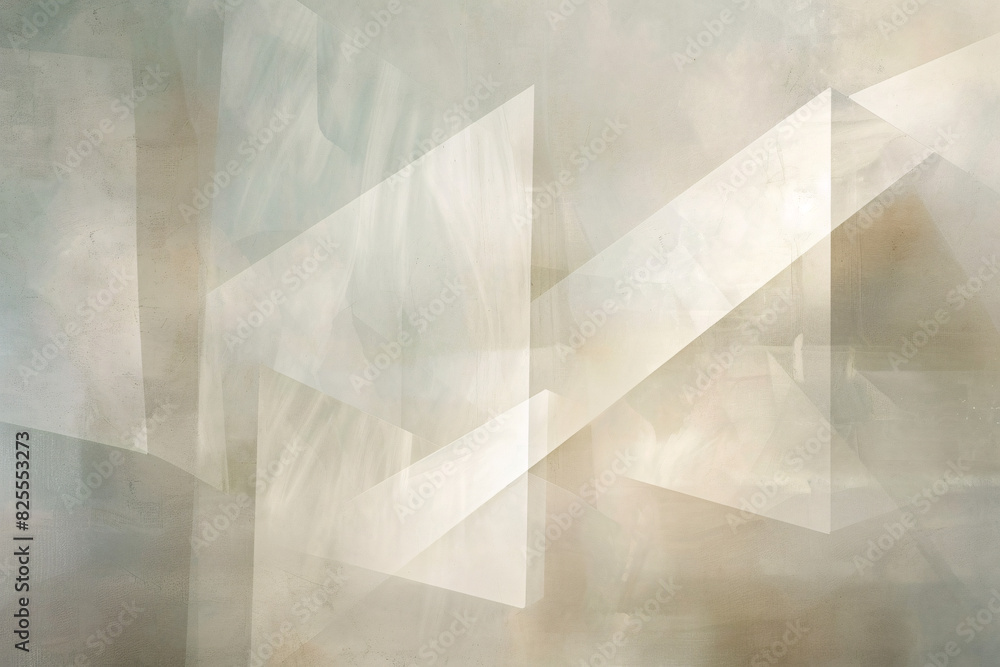 Aufkleber soft overlapping geometric shapes in various shades of beige and gray creating an abstract, layered 