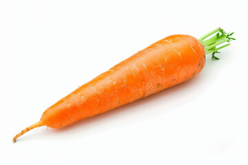A vibrant orange carrot isolated against a clean white background, cut out from the background, with no background. Concept of nutrition and health. Generative Ai.