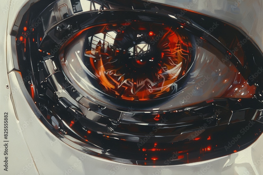 Aufkleber high tech red eye symbolizing the advancements in artificial vision and technological precision