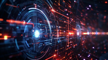 Dynamic Cybersecurity Network Interface: High-Tech Display with Copy Space