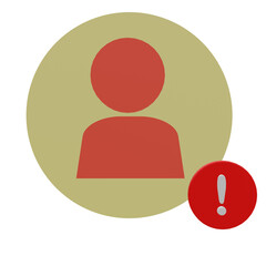 3 D illustration of  warning account icon 