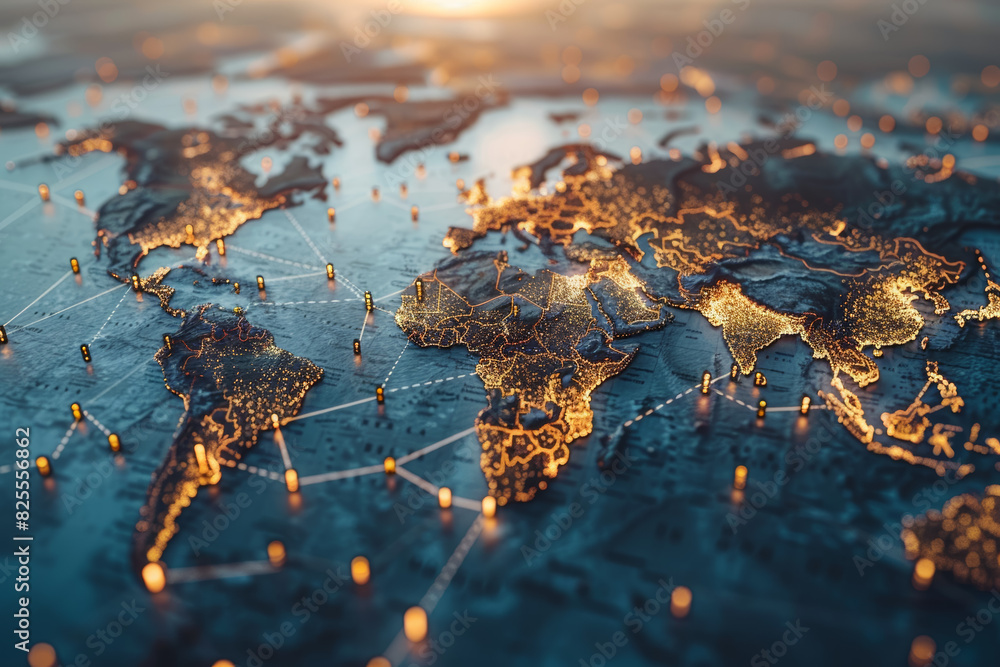 Poster a world map with arrows indicating the flow of migration patterns, showcasing the movement of people