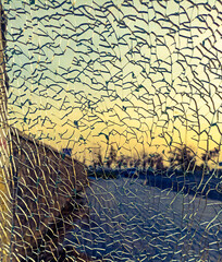 Detail of broken glass.