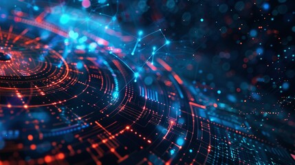 Obraz premium Cybersecurity Network: High-Tech Interface with Dramatic Compositions