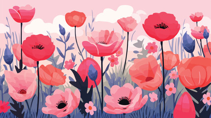 Floral Background 2d flat cartoon vactor illustrati