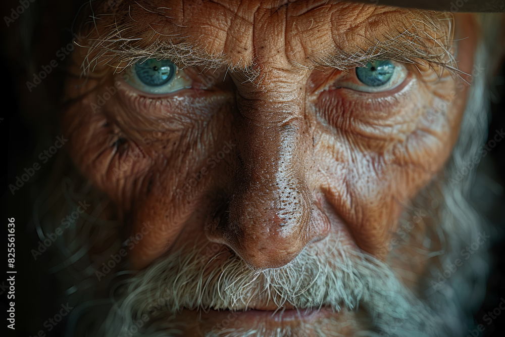 Poster a furrowed brow and clenched jaw, a portrait of determination and resolve in the face of adversity. 