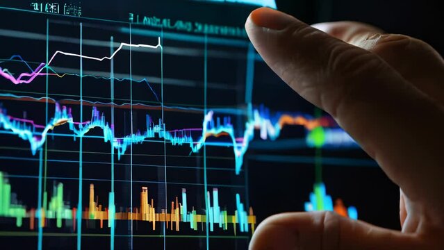 Stock market trading graph and candlestick chart suitable for financial investment concept