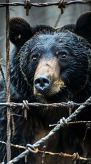 A brave bear rescues a trapped animal from a hunters trap
