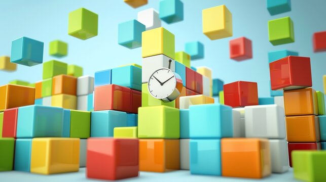 A beautifully illustrated time management chart with colorful blocks