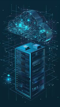 Data Storage in a Cloud Server  A cloud server where advanced data storage solutions hold vast amounts of digital information, ensuring security and accessibility