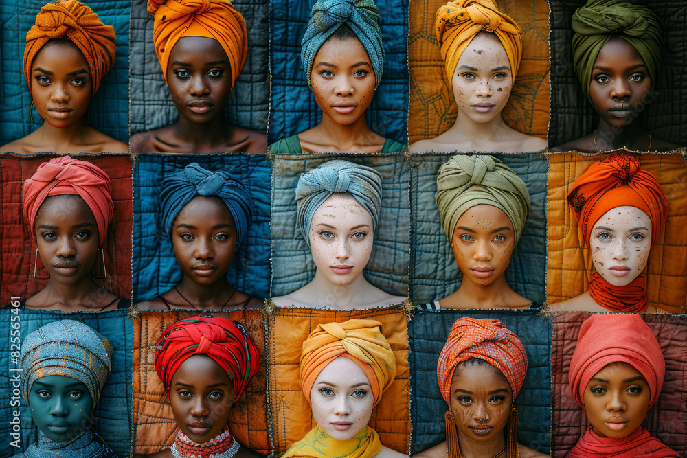Poster a patchwork quilt of societal norms and values, each square representing a different cultural tradit