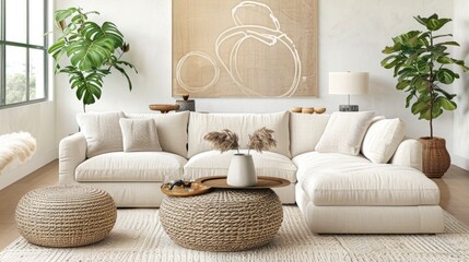 Scandinavian Design Living Room With Neutral Colors, Clean Lines, And Cozy Textiles, Room Background Photos