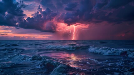 aweinspiring lightning strike over stormy sea majestic power of nature
