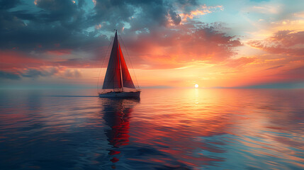 yacht at sunset