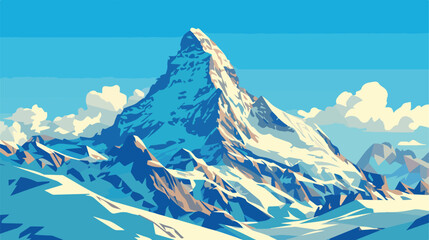 Hand-drawn sketch of a majestic mountain peak. Vect