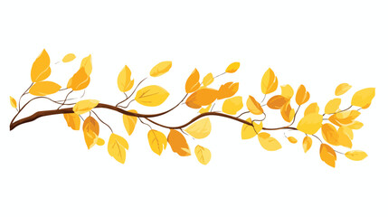 Hand drawn branch of yellow leaves - simple isolate