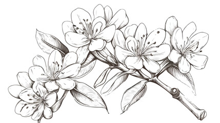 Hand drawn clove tree flower buds monochrome sketch