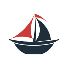 a minimalist 						Boat Logo vector art illustration with a simple Historic Sailing Boat icon logo