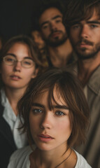 Fototapeta premium Family Community: Brunette Girl with Age-Diverse Relatives