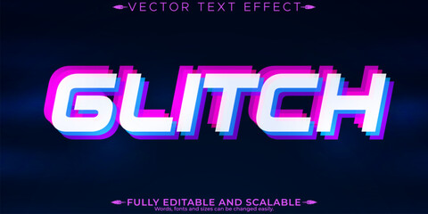 Fototapeta premium Glitch vhs text effect, editable error and hacker text style