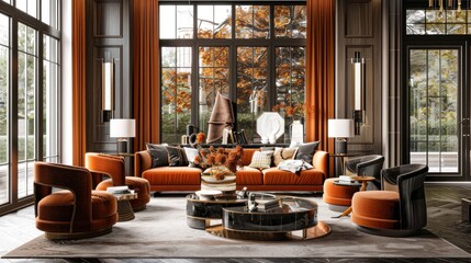 Living Room With A Sophisticated Parisian Style, Featuring Elegant Furniture And Classic Decor Elements, Room Background Photos